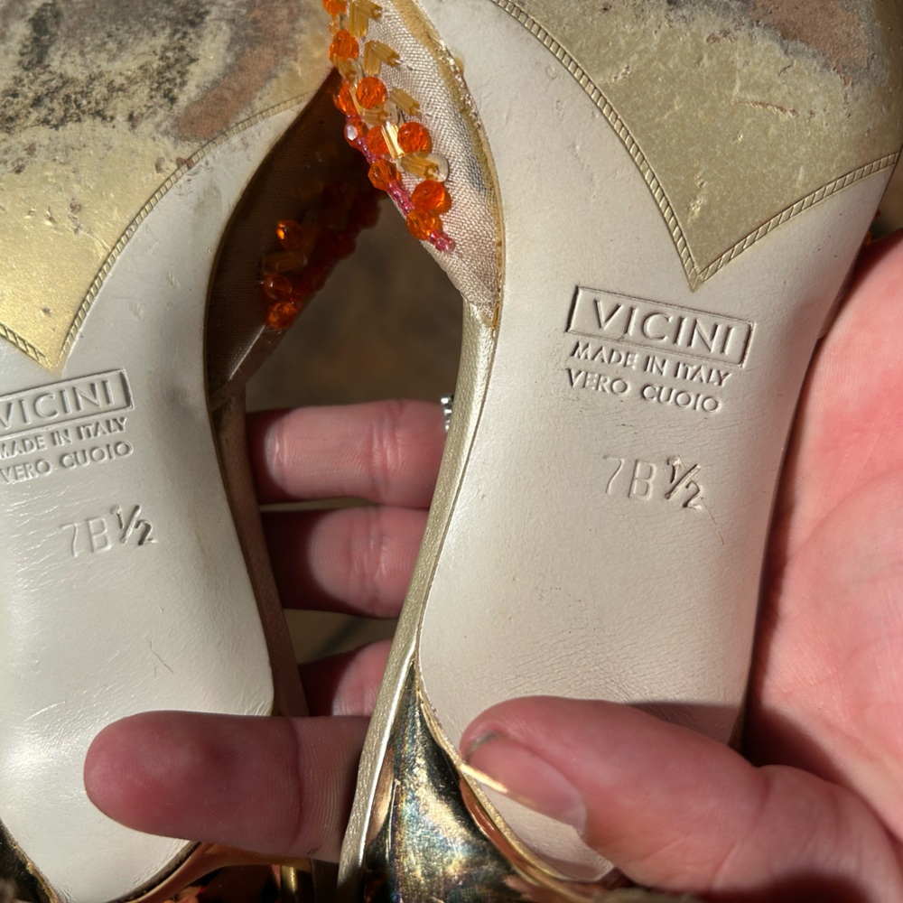 Vintage Y2K Embellished Yellow Beaded Pointed-Toe Mule Sz 7 1/2 - Picture 11 of 14